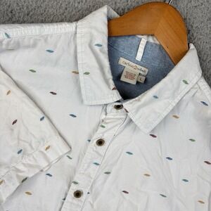 Carbon 2 Cobalt Shirt Mens Large White Multi Geometric Button Up Short Sleeve
